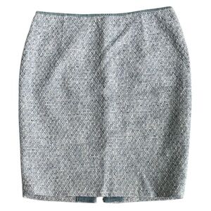 Elie Tahari Lila Metallic Tweed Pencil Skirt, Blue White and Grey, Size 6 Denim